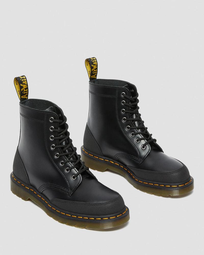 Black Men's Dr Martens 1460 Guard Panel Leather Lace Up Boots | CA 513ZUT